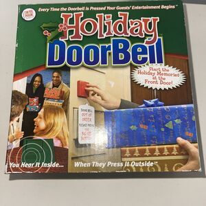 Christmas / New Years Big Red Button Holiday Doorbell + Sign - Battery Operated